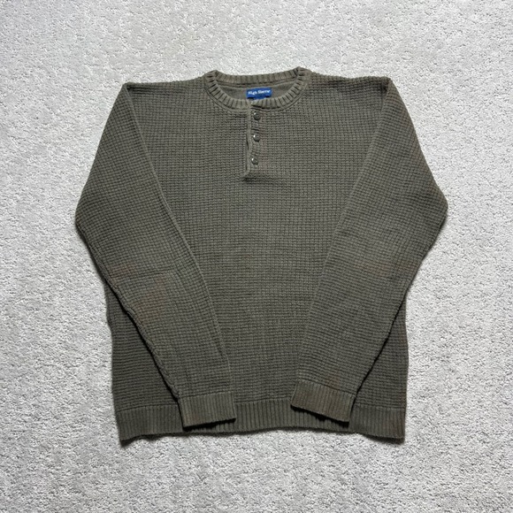 High Sierra Other - High Sierra Henley Shirt Mens Small Olive Green Waffle Knit Longsleeve Cotton